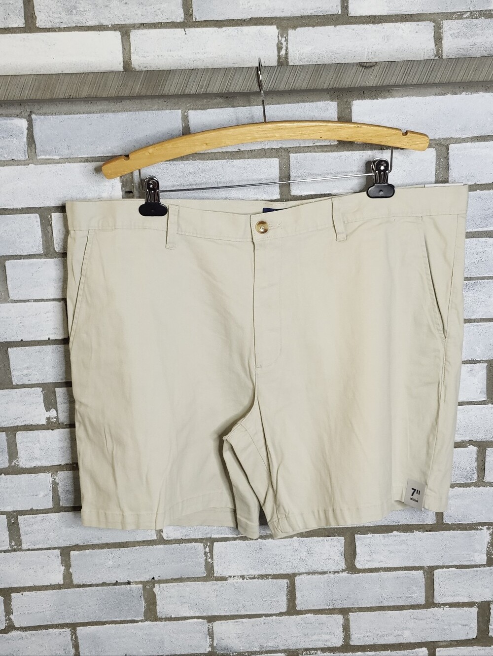 George Men's Above The Knee Flat Front Chino Shorts Size 42 Beach Khaki